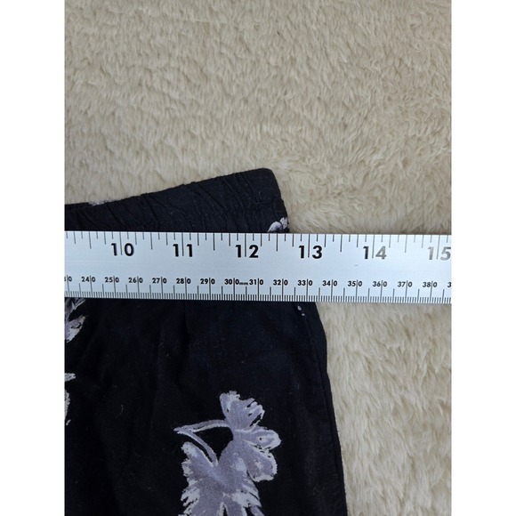 Angie Womens Floral Ruffle Bell Bottom Flare Pants Black Purple Size M - Picture 4 of 13